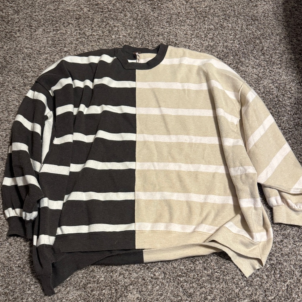 Free People Striped Brown and Cream womens  Sweater